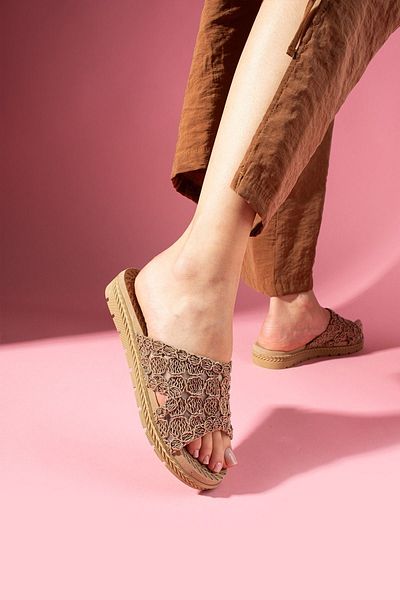 FUGA MODA Conti Mink Cross Banded Knitwear Knitted Slippers