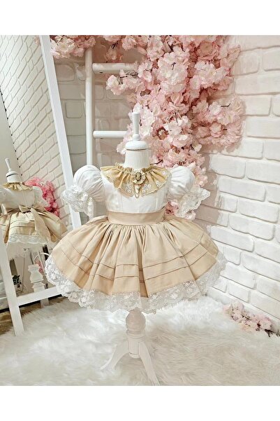 Hly Karol Tasarım Kapiçino Vintage Kız Bebek Elbisesi,Doğum günü elbise,fotoğ...