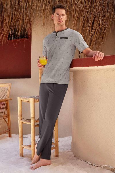 Berrak 9208 Men's Half Button Half Sleeve Pajama Suit