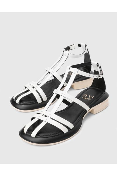 İLVİ Graz Genuine Leather White Women's Sandals