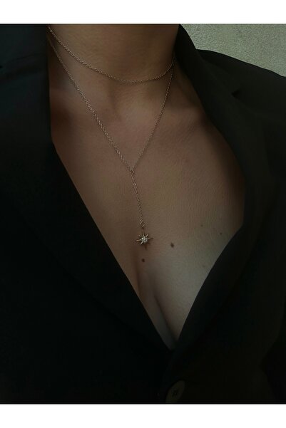 pop up store Zirkon Taşlı Yıldız Detay Altın Renk Kolye