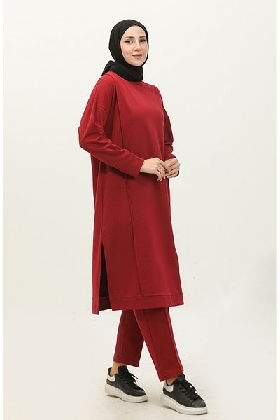 sefamerve Claret Red Sweat Set - Δύο Κλωστές 3018-07