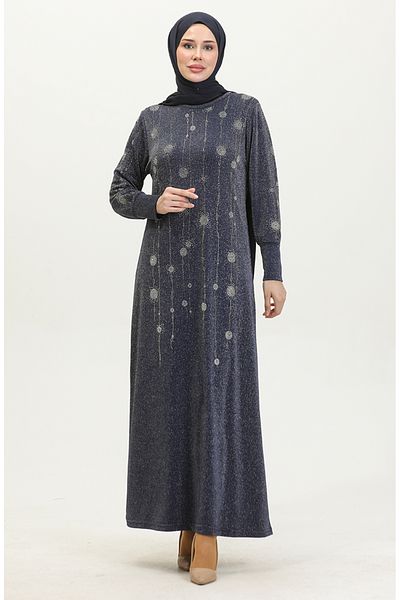 sefamerve Φόρεμα Navy Blue Stone Glitter - 0408-03