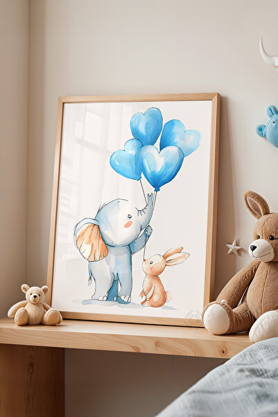 Basquiart Poster cu ramă din lemn pentru camera copiilor, camera bebelușilor,...