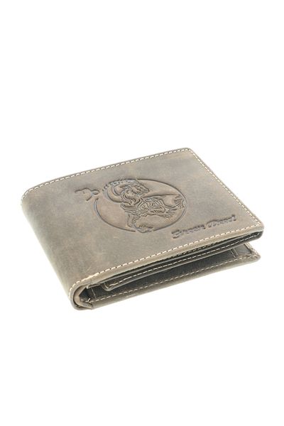 GiftExpress Men's wallet genuine leather brown Zodiac Capricorn