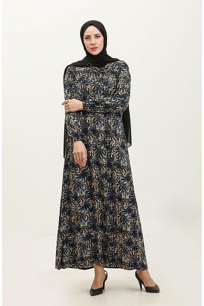 sefamerve Φόρεμα με μοτίβο Viscose Plus Size - 44851P-01 Saks