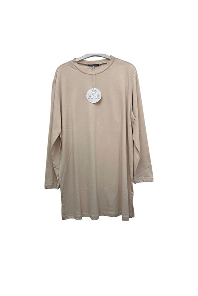Soul Жіночий великий розмір, зручний крій, оверсайз бавовняна туніка бежевого...