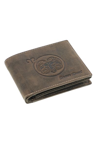 GiftExpress Men's brown leather wallet zodiac sign Aries