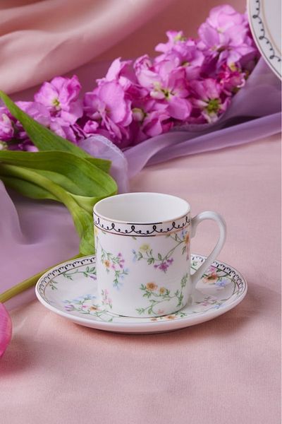 Karaca Minton Coffee Cup and Saucer 90 ml