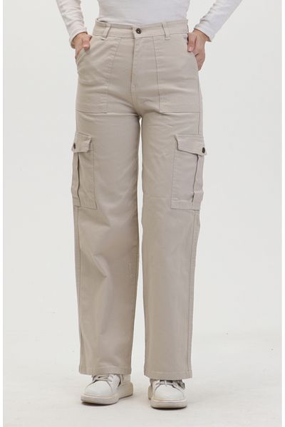 sefamerve Τζιν τζιν σε πέτρινο χρώμα Cargo Pocket 3030-04