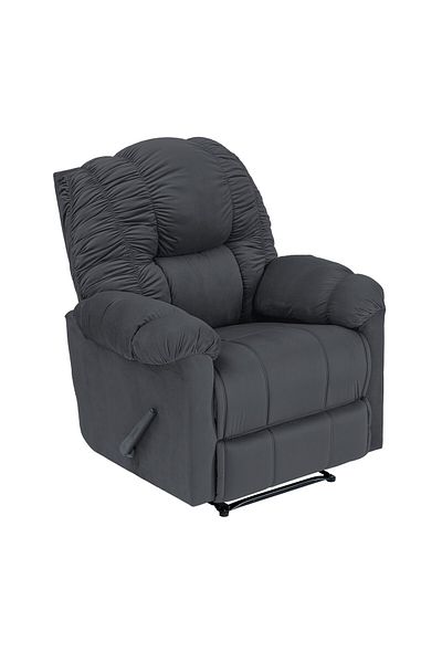 BACK COMFORT Velvet Classic Recliner Chair - Dark Grey - ComfyChair