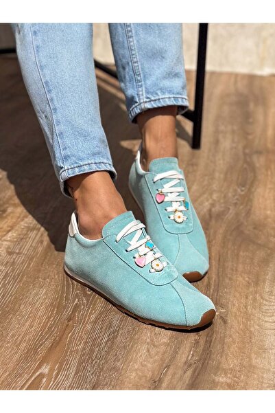 SİBA SHOES Lithe Hakiki Süet Deri Ince Taban Açık Mavi Spor Ayakkabı