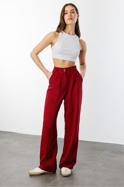 GENIUS STORE Pantaloni Palazzo cu talie înaltă din țesătură plisată pentru femei PANTALONI-002