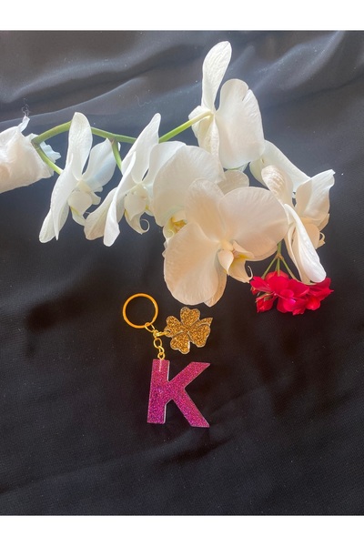 Bellinzona Breloc cu litera K, mov, cu sclipici - Accesoriu pentru geantă [Cu...