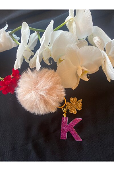 Bellinzona Breloc cu litera K, mov, cu sclipici - Accesoriu pentru geantă [Cu...