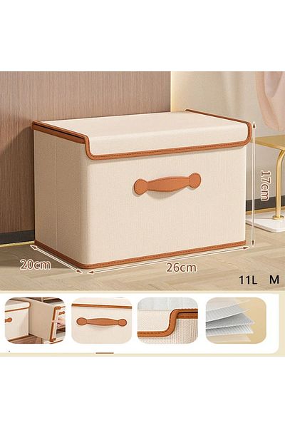 DUTRIEUX Beige 11l Clothes Toy Storage Box Folding Dustproof Organizer Bedroom Shelf Safe Odorless Organizers