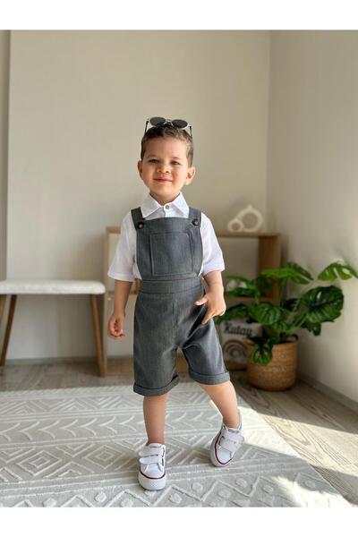 favorimkids Salopet Suit with Front Pocket Salopet Shirt Set of 2 1-6 Years