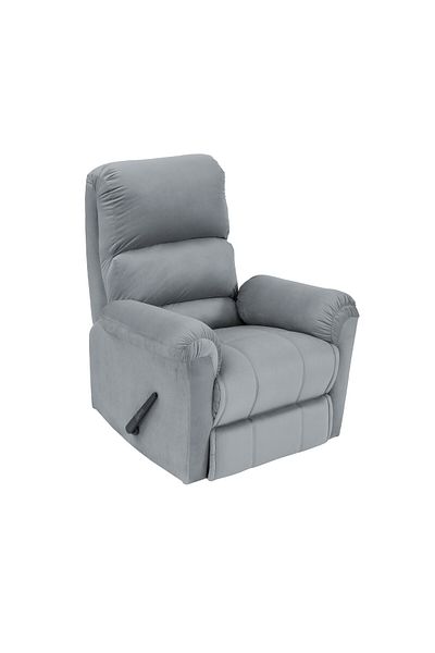 BACK COMFORT Velvet Rocking & Rotating Recliner Chair - Grey - ChillSeat