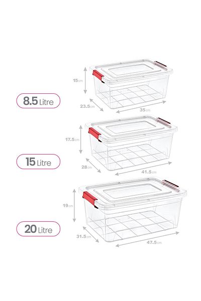 Smartware Set of 3 Smart Box Storage Containers 8-15-20 Lt