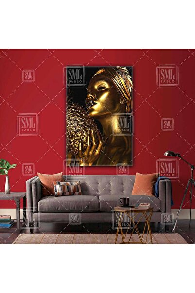 SML TABLO Afrikalı Siyahi Zenci Altın Makyajlı Kadın Gold Ananas Woman Altın ...