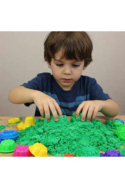 BuMeria (Natural) Green Kinetic Sand Set 500Gr |   Moldable, Non-Stick Play Sand Gift Molded