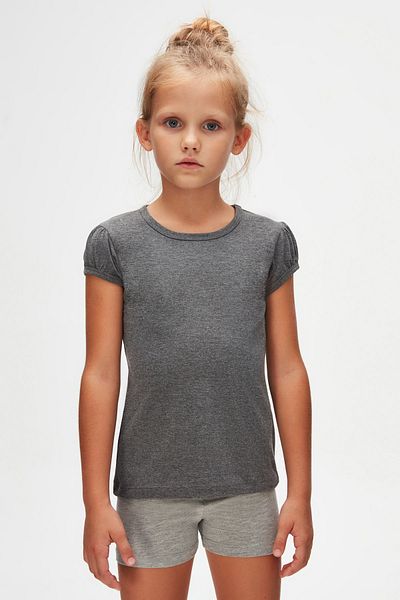 LOVETTI Girl - DarK Gray Crew NecK and Watermelon Sleeve T-shirt