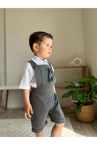 favorimkids Salopet Suit with Front Pocket Salopet Shirt Set of 2 1-6 Years