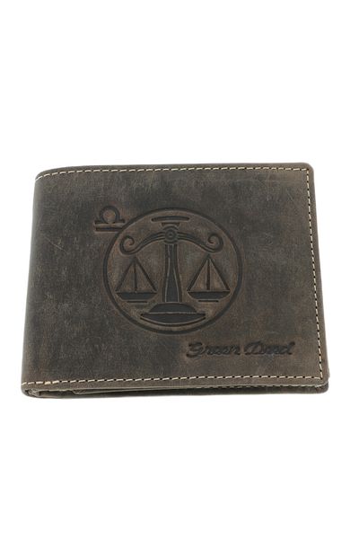 GiftExpress Men's wallet made of genuine leather, brown, zodiac sign Libra