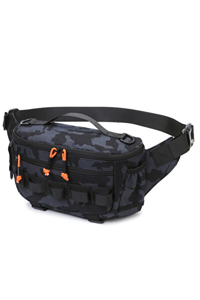 Choice حقيبة صدر سوداء مموهة لصيد الأسماك وحقائب صيد الأسماك والتخييم والسفر ...