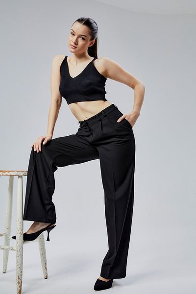 Bolivente Women's Black Regular Fit Woven Palazzo Trousers