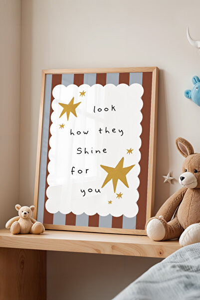 Basquiart Çocuk Odası, Bebek Odası Ahşap Çerçeveli Poster, Tablo No:199