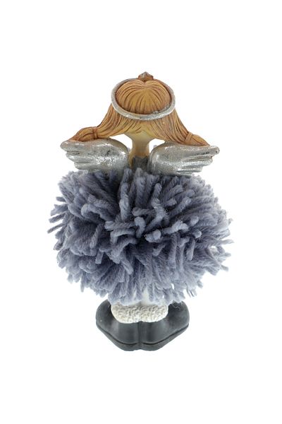 GiftExpress Gray Angel Figurine with Pom-Pom Skirt