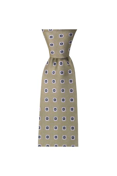 1001 Kravat Green Patterned 8 cm Wide Tie with Handkerchief