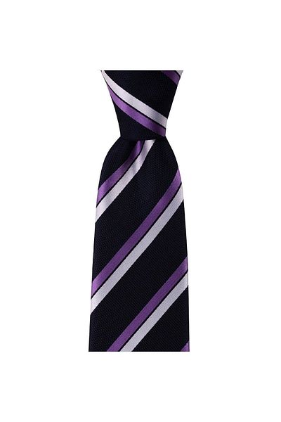 1001 Kravat Navy Blue Striped 8 cm Wide Tie