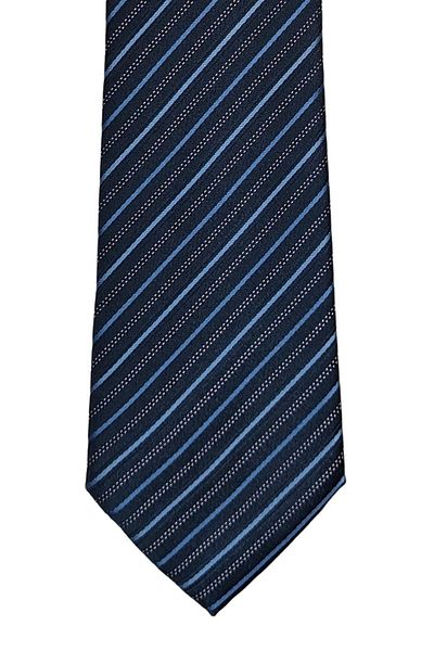 1001 Kravat Navy Blue Striped Classic Tie