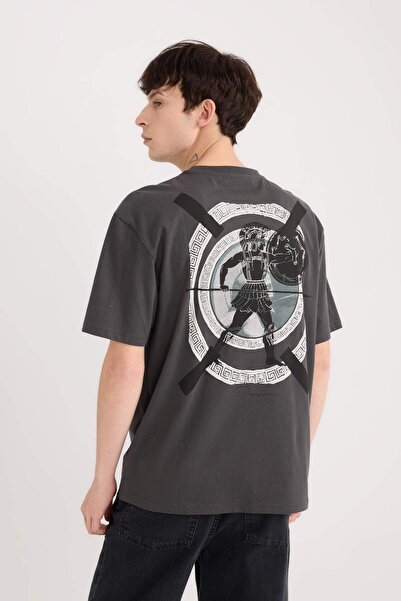 DeFacto Ανδρικό μπλουζάκι ανθρακί E1485AX/AR221