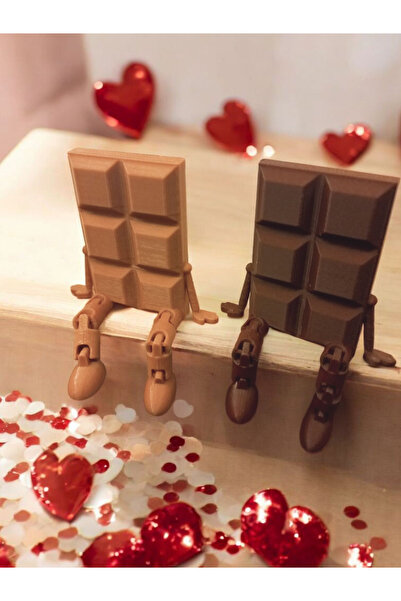 Karma Atölye 2li Sevimli Bitter ve Sütlü Çikolata Figürleri Kahve Köşesi Biblo