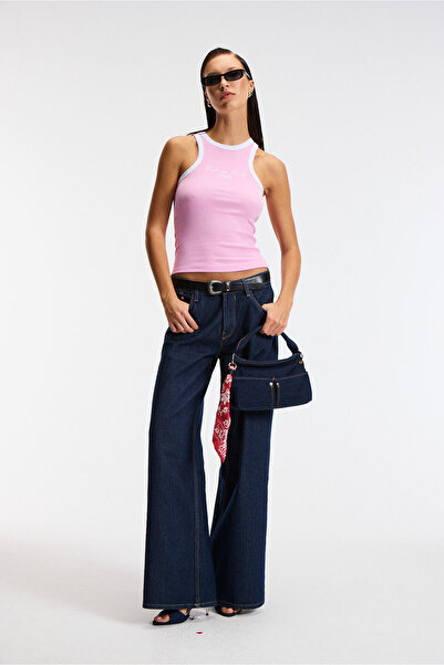 ETHIQUET Selmira Women's Printed Halter Neck Slim Fit Sleeveless Pink Tank Top