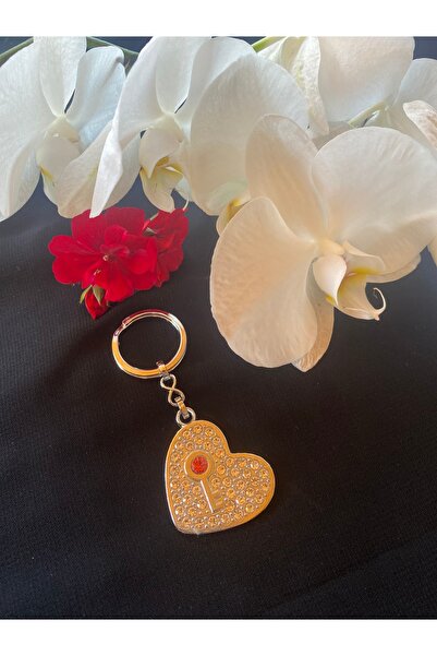 Bellinzona Zirconium Stone Heart Key Model Keychain-Charm-Bag Accessory [Gold...