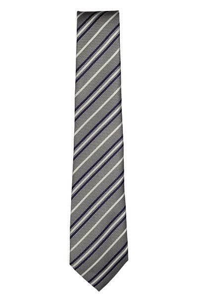 1001 Kravat Gray Striped Classic Tie