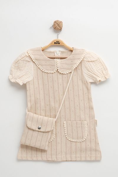 Mini Baray Bag Pocket Striped Summer Cotton Girl Dress"