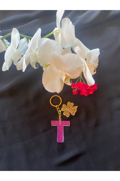 Bellinzona Breloc cu litera T, mov, cu sclipici - Accesoriu pentru geantă [Cu...