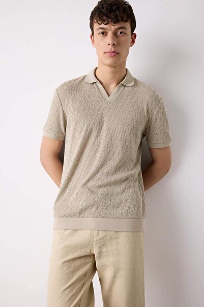 DeFacto Beige Herren-T-Shirt B6536AX/BG773