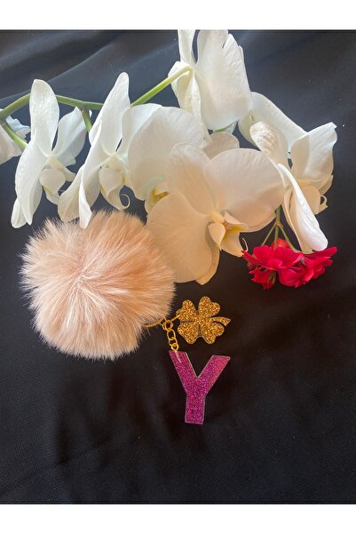 Bellinzona Breloc cu litera Y, mov, cu sclipici - Accesoriu pentru geantă [Cu...