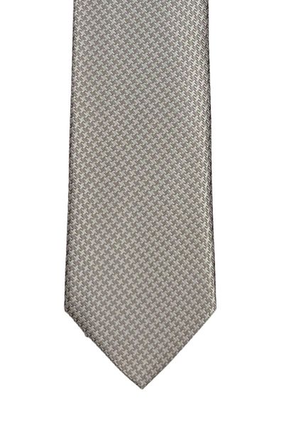 1001 Kravat 7 cm Wide Light Gray Patterned Thin Tie