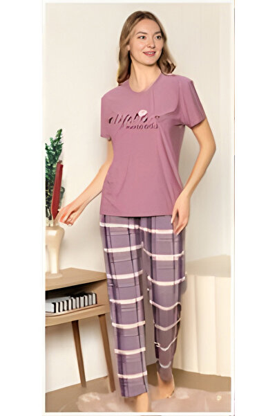 PİJAHOME Ženska pidžama kratkih rukava ljubičaste boje