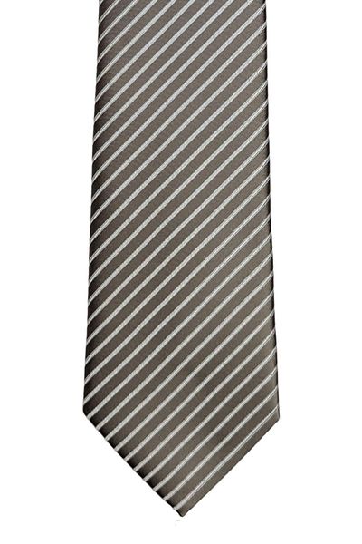 1001 Kravat 7 cm Wide Beige Striped Thin Tie