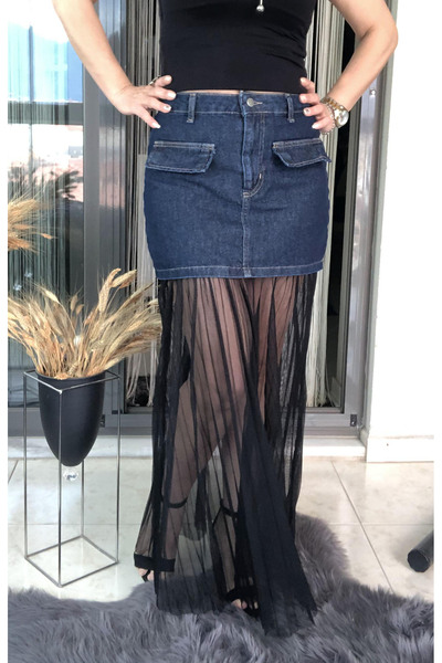 Dila Butik Üstü Kot Altı Tül Maksi Etek