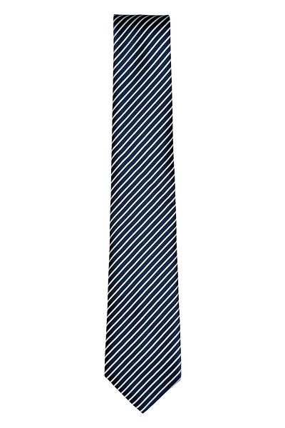 1001 Kravat 7 cm Wide Navy Blue White Striped Thin Tie