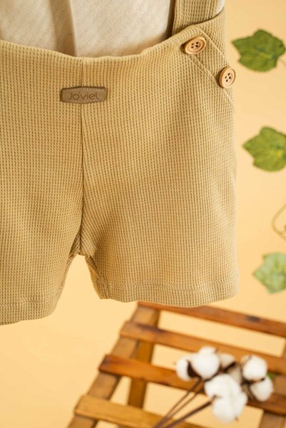 bombe Girl Boy Baby Kids Beige 2 Piece Set Natural Cotton First Ben Trend Fashion Bottom Top Set